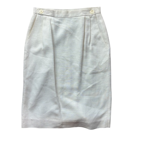 Vintage Christian Dior Elegant Cream Women's Skirt Size 8 With Pockets! - Picture 9 of 14